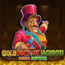 Gold Factory Jackpots Mega Moolah online game logo by Aurum Signature Studios on mostbetcasinoo.com